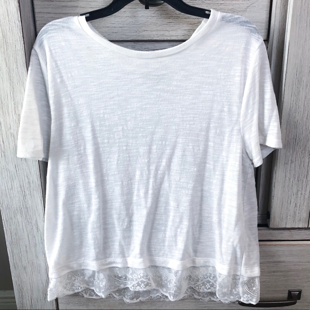 White Lace Trim Abercrombie Top